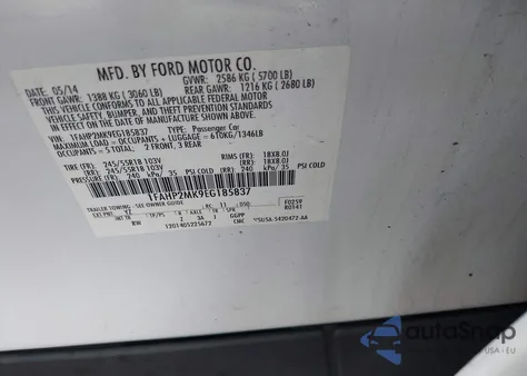 2014 Ford Police Interceptor из США, поврежденный, VIN 1FAHP2MK9EG185837